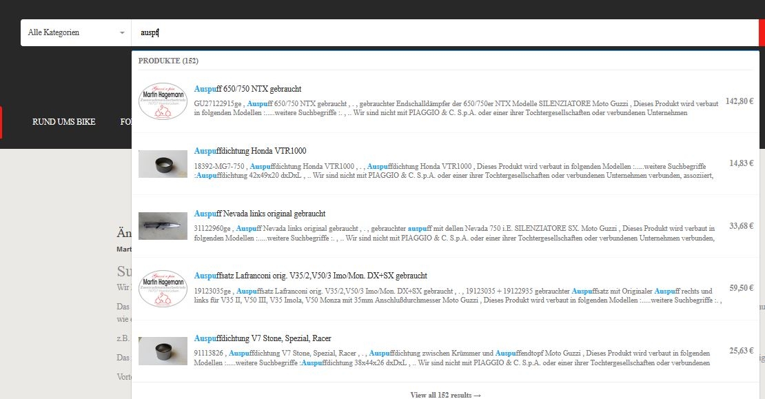Änderung bei der Suchfunktion im Shop